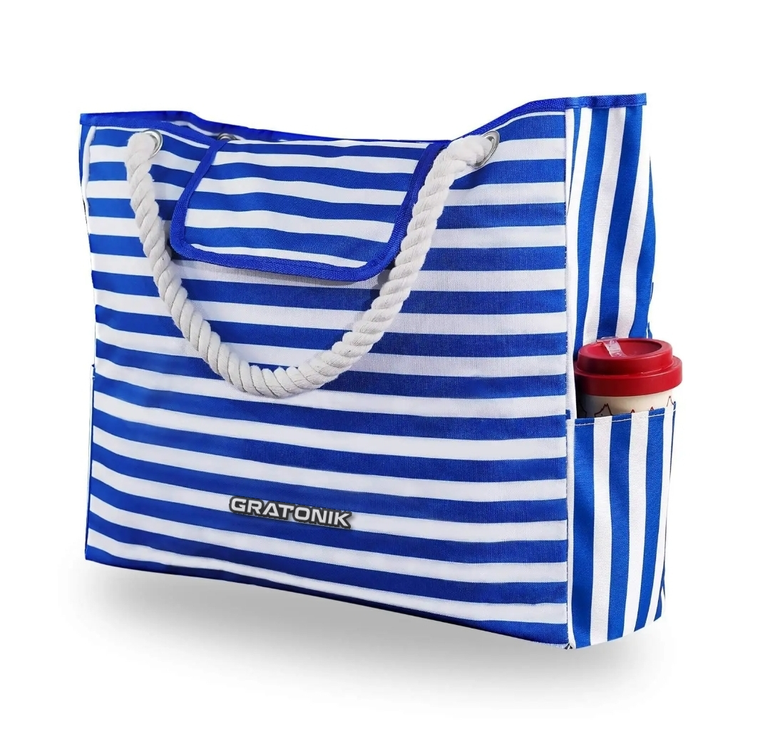 Blue stripe Beach bag - Extra large