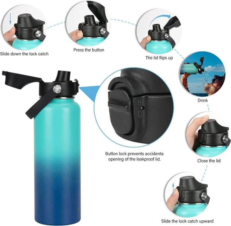 Black 32oz/950ml (flip up lid) - Image 3