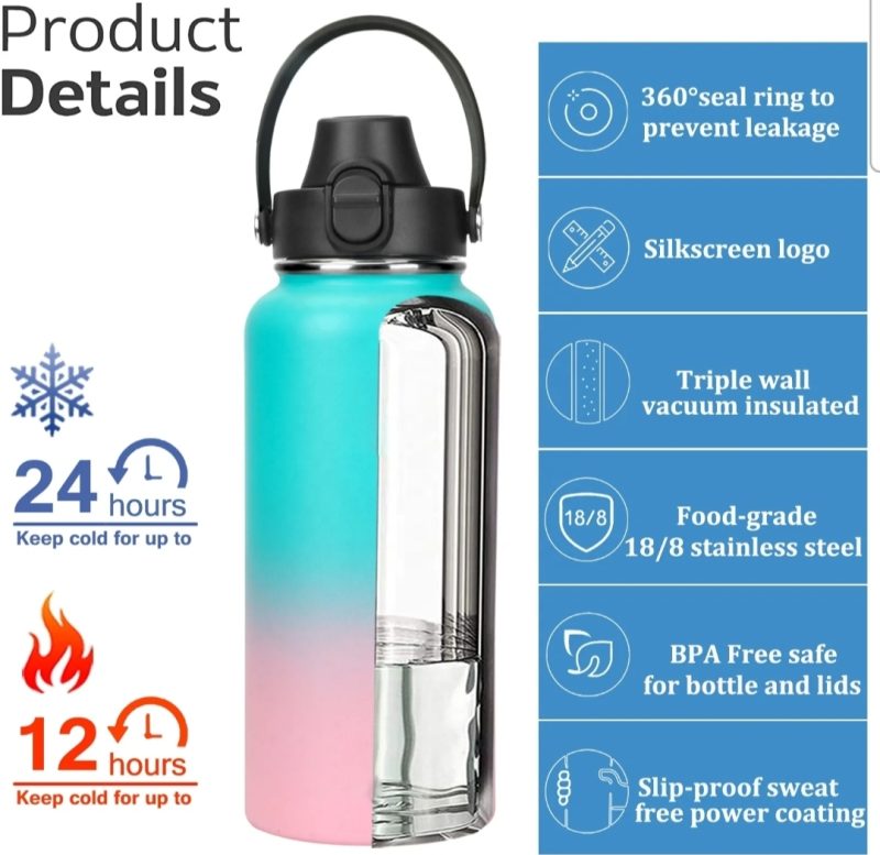Black 32oz/950ml (flip up lid) - Image 4